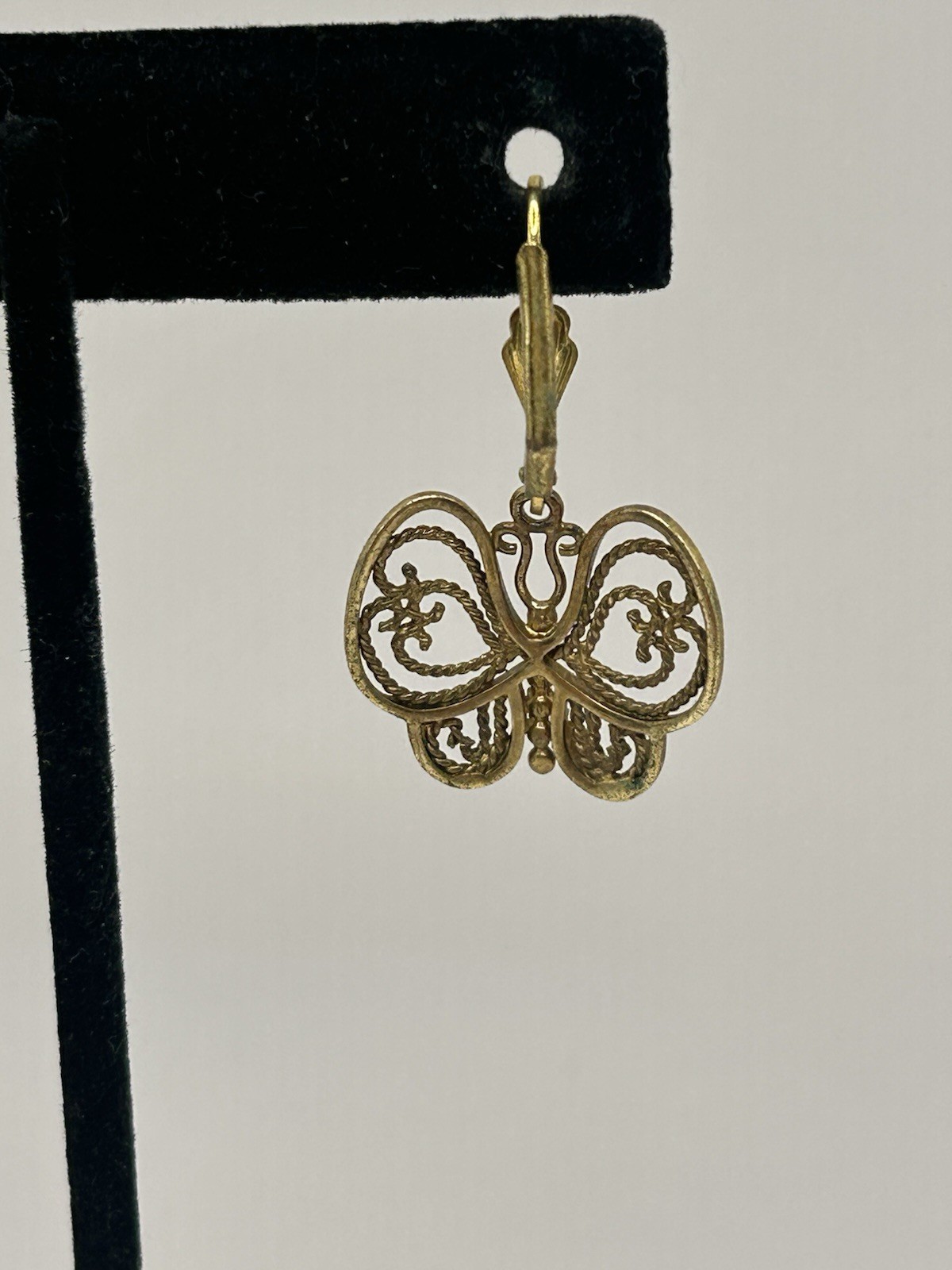 Pair Of Palmbeach 18k Gold-Plated Two-Tone Filigree Butterfly Drop Earrings Boho