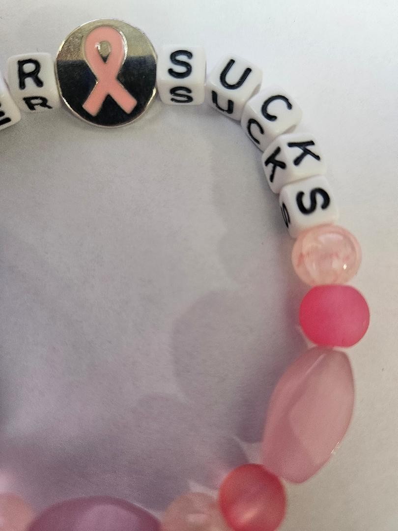 CANCER SUCKS pink inspirational Beaded Stretch Bracelet