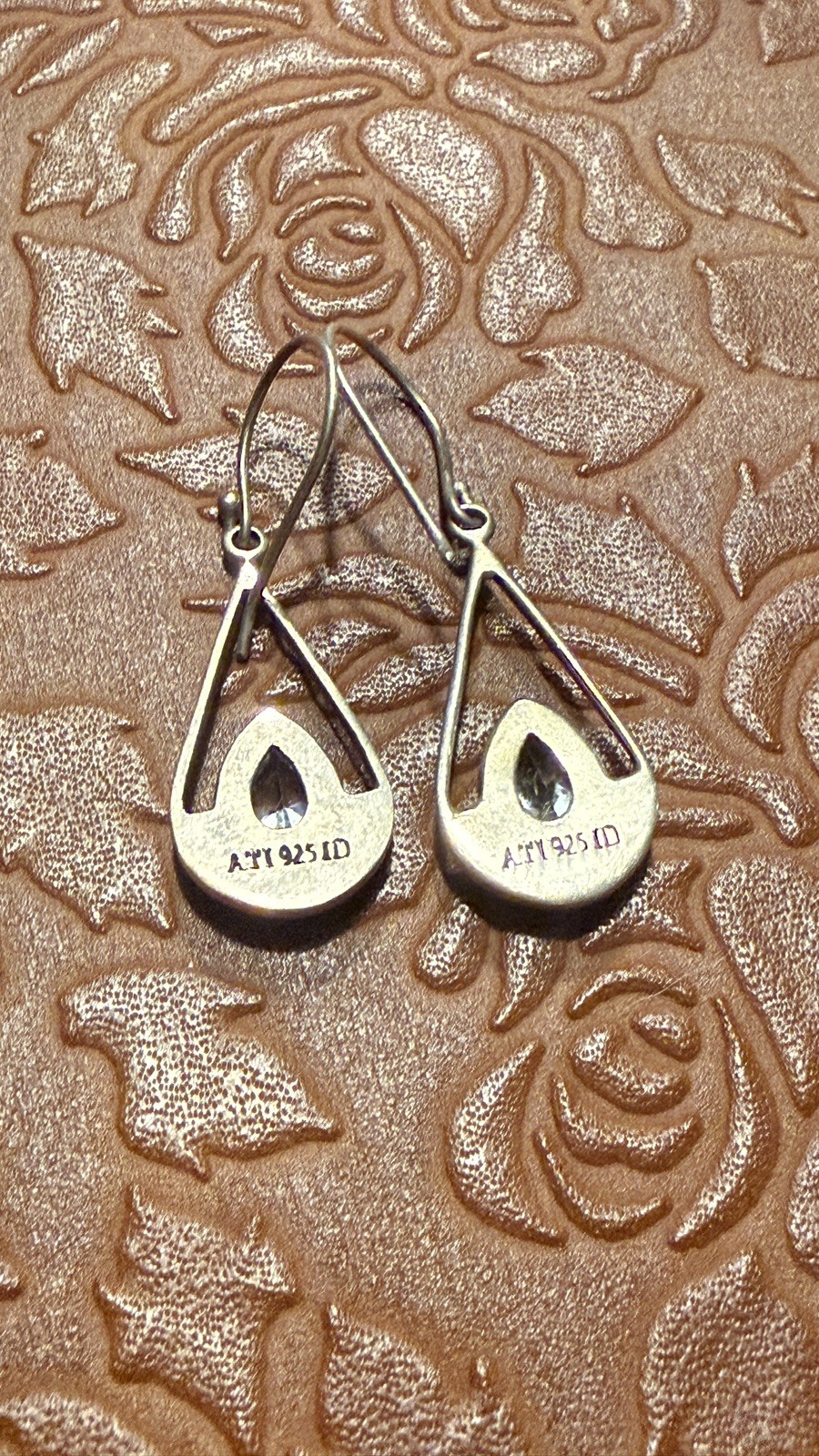 Beautiful Sterling Silver 925 ATI CZ Dangling Tear Drop Earrings