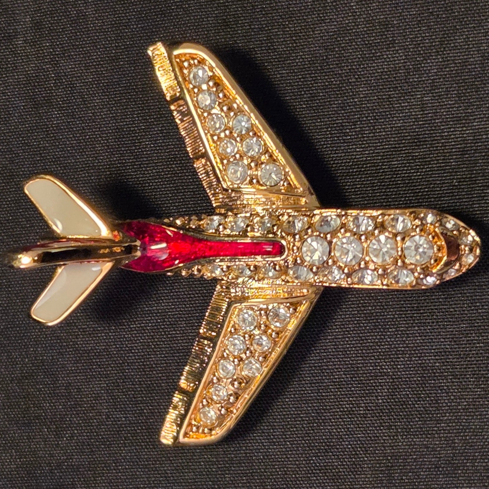 NIB Swarovski Crystal “Bridging The Pacific” Signed Airplane Pin Commemorative