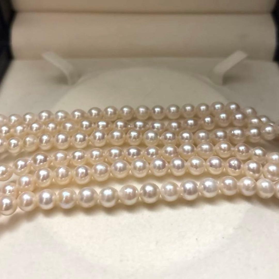 Akoya Pearl Necklace Long 125cm 6.5mm White Triple Strand Silver Clasp