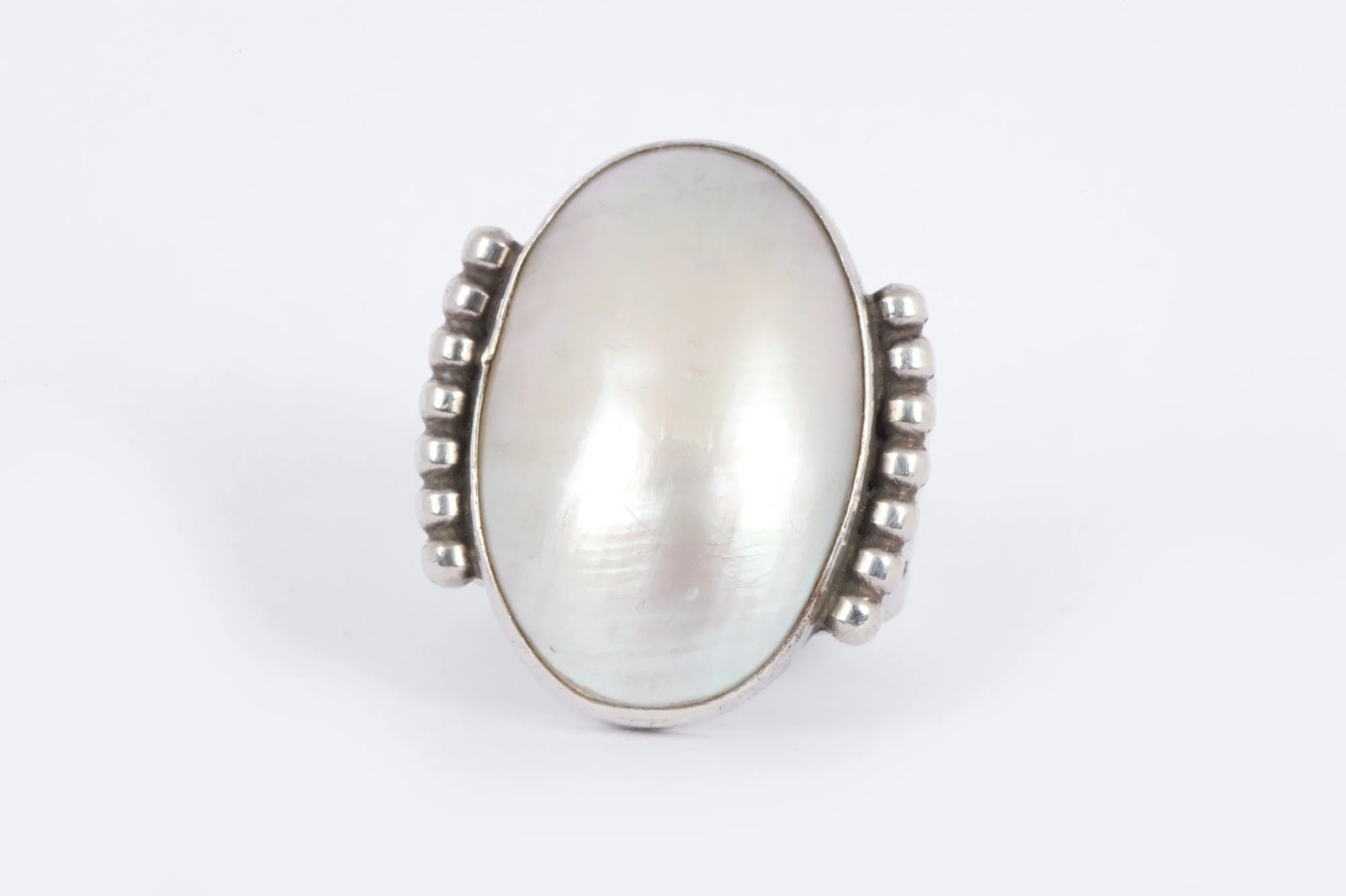 James Linkon 925 15.59ctw Mother of Pearl Navajo Native Ring Size 9 (8.70g)