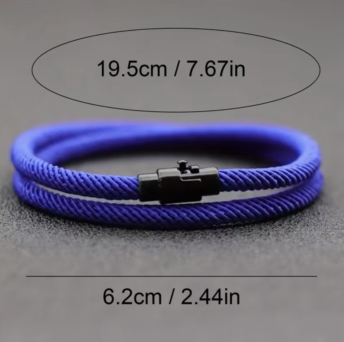 6pcs Men’s wrap bracelet set, magnetic closure, rope alloy, 4mm/19.5 cm