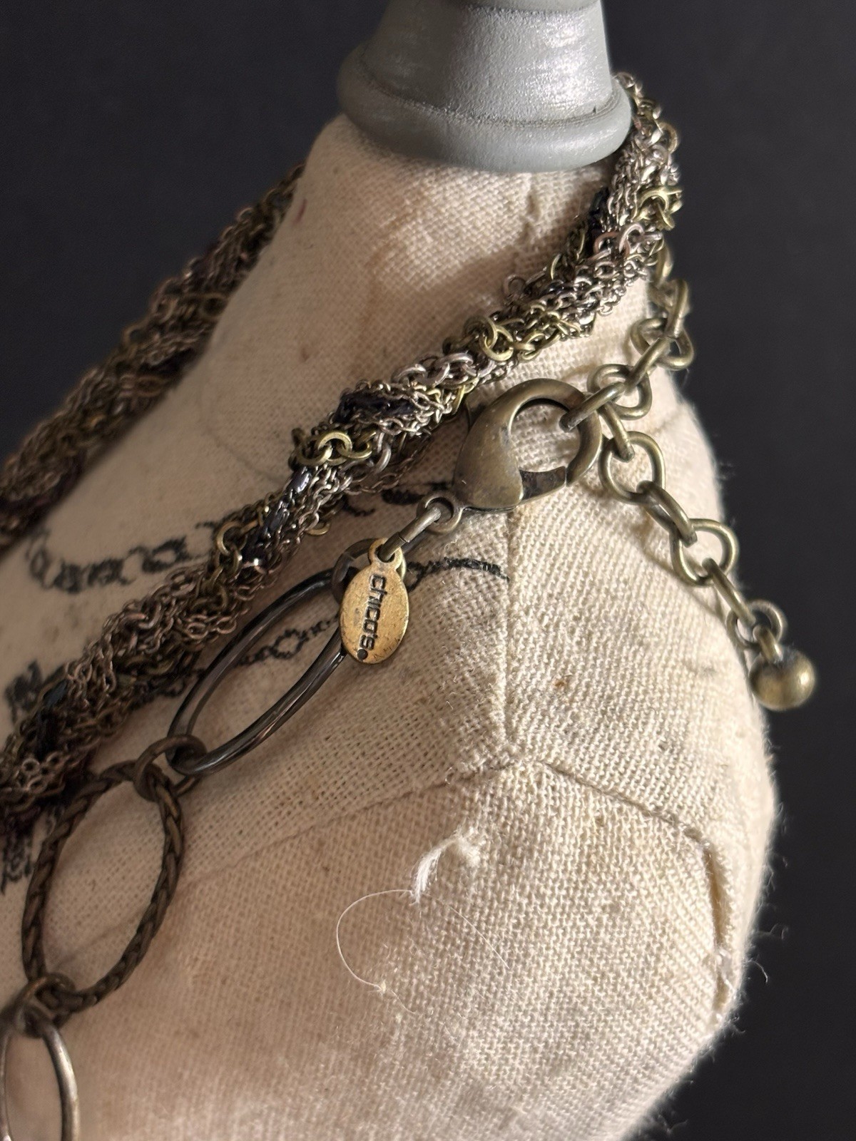 Chicos Gold & Silver Tone Multi-Strand Oval Link Chain Necklace