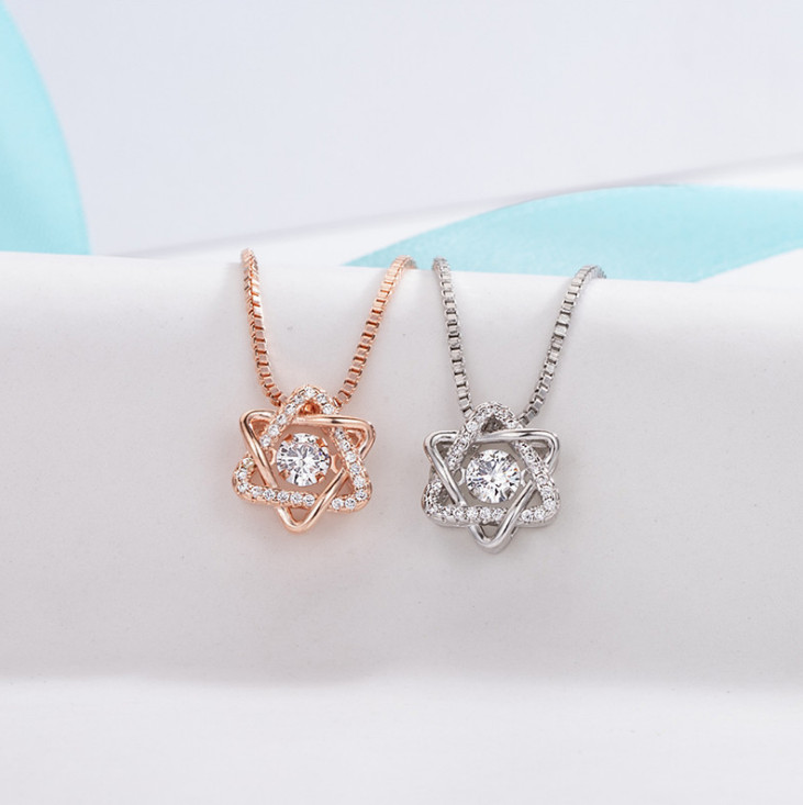 Star Of David Silver & Crystal Pendant Necklace Jewish Magen Shield Gift S2