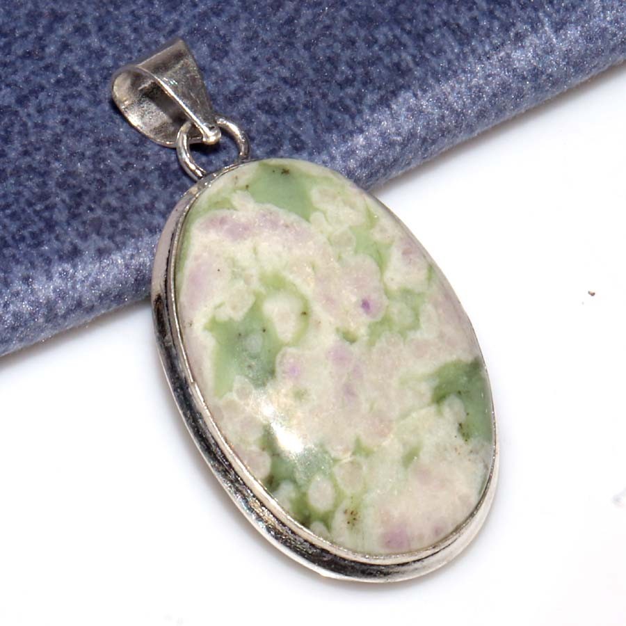 Peace Jade 925 Silver Plated Pendant 1.7″ Most Loved Gift Most Beautiful JW