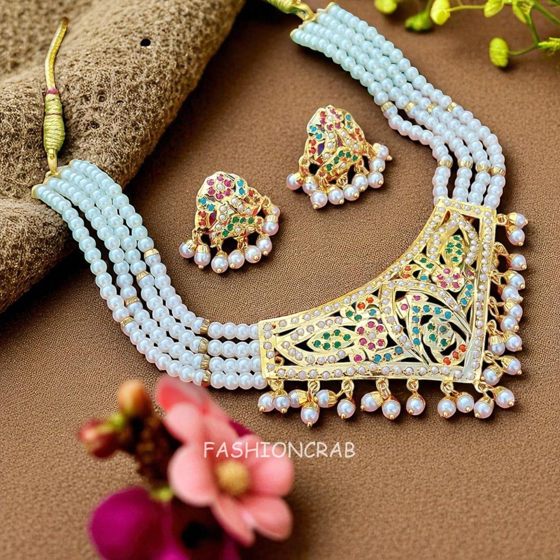 Indian Bollywood Style Simi Jadau Set Multicolor