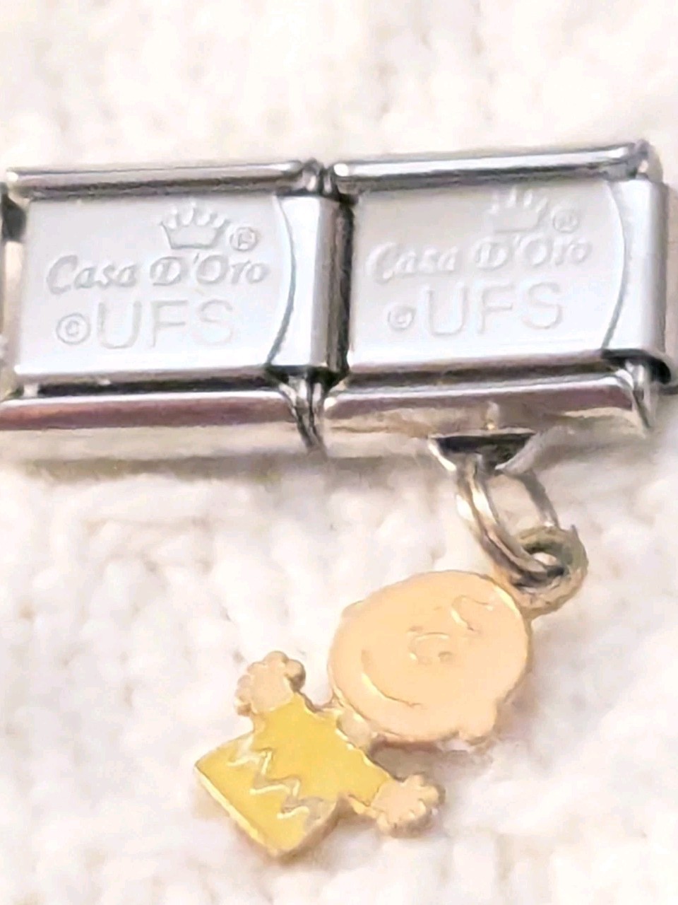 Authentic Casa D’Oro Double Dangle Peanuts Italian Charm Classic 9mm Link R219