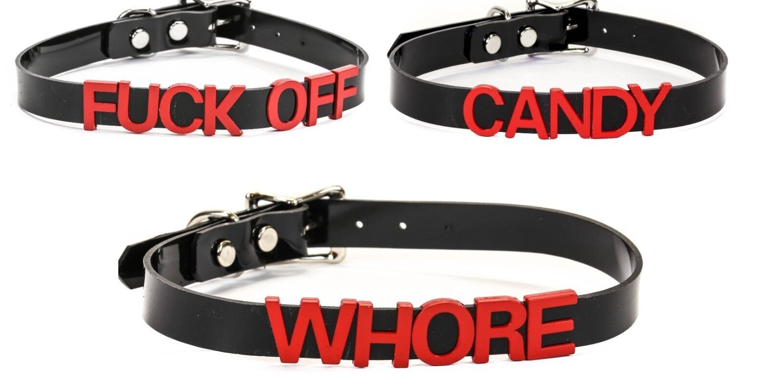 Black Vinyl Slave Name PVC Red Bdsm-Choker-Slut-Collar-Choker-Adult-Kinky