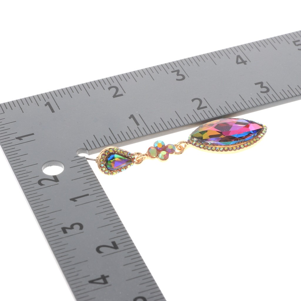 Gold Tone Alloy Metal Crystal Rhinestone Drop Post Earrings ER2636-VM