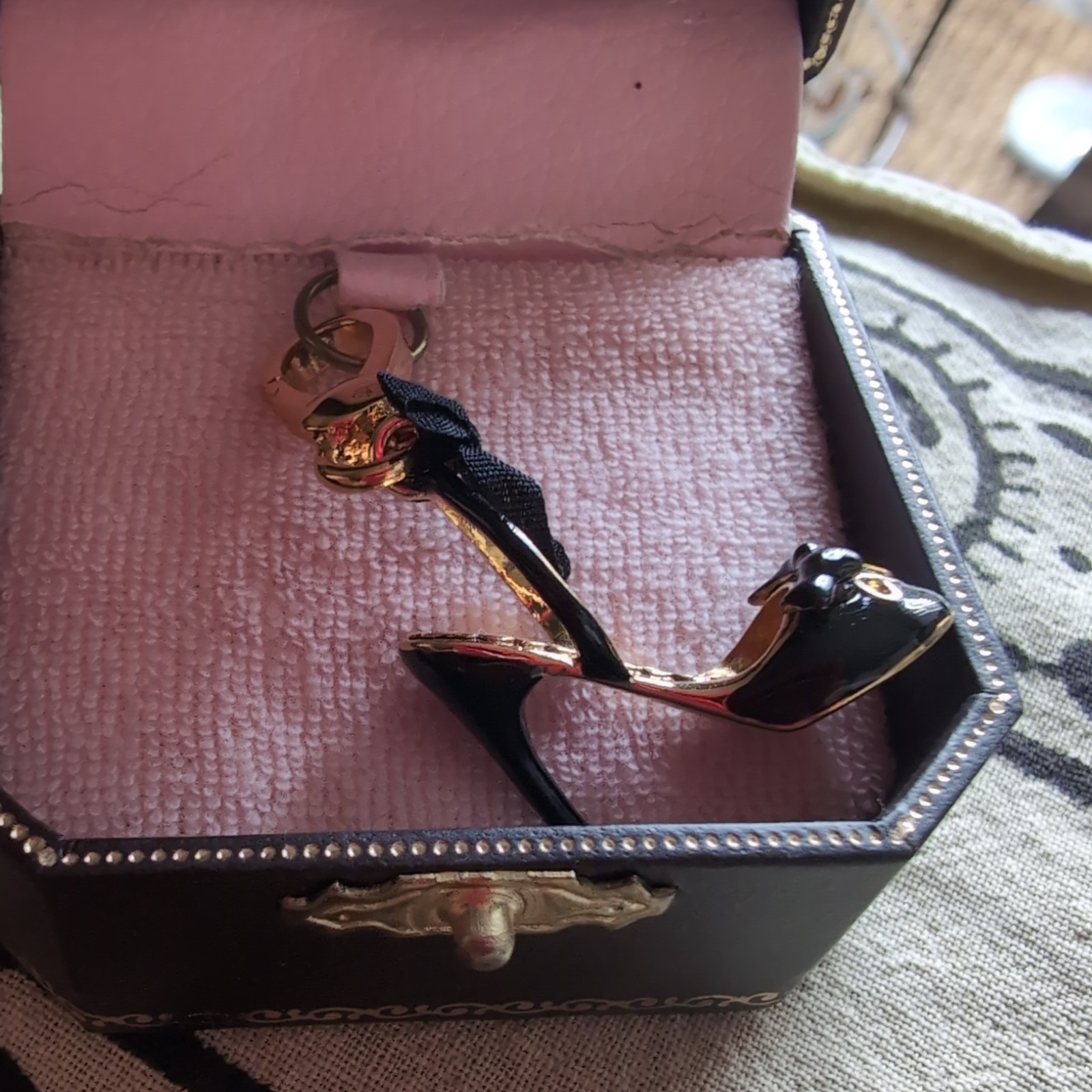 Juicy Couture Black Heel Evening Shoe Charm “Born in the Glamorous U. S. A.”