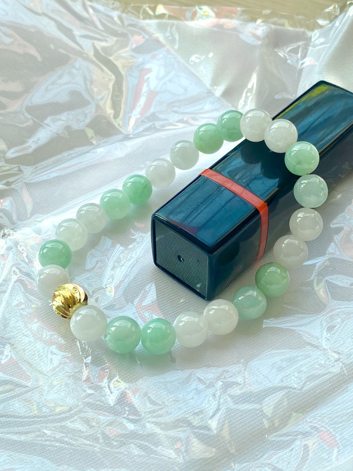 【JadeiteBird】7.8mm 100% Natural Beaded string Jadeite Jade bracelet