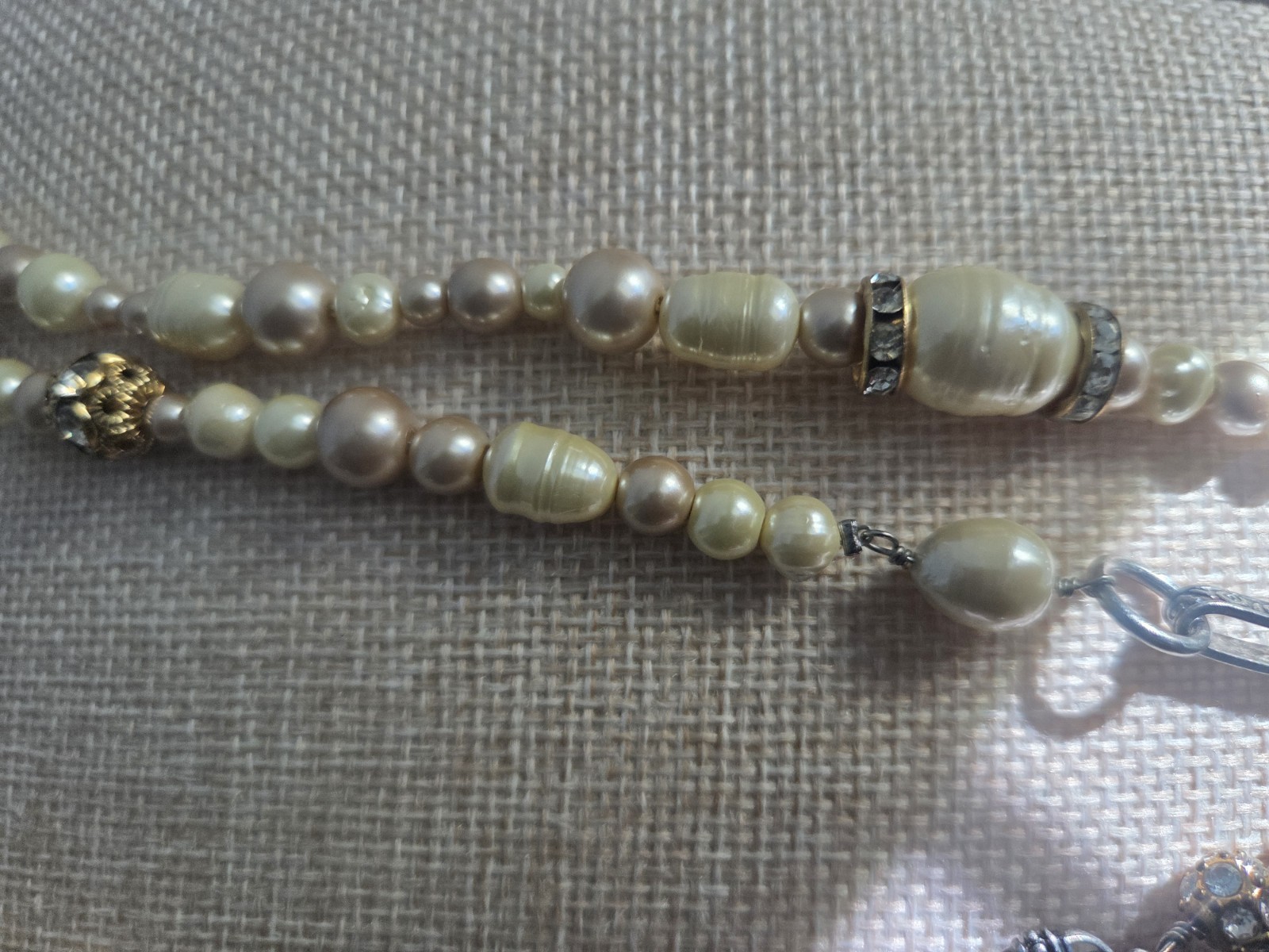 Cabi #2147 Treasure Necklace Mixed Media Pearls Charms Gold Silver Boho Chic