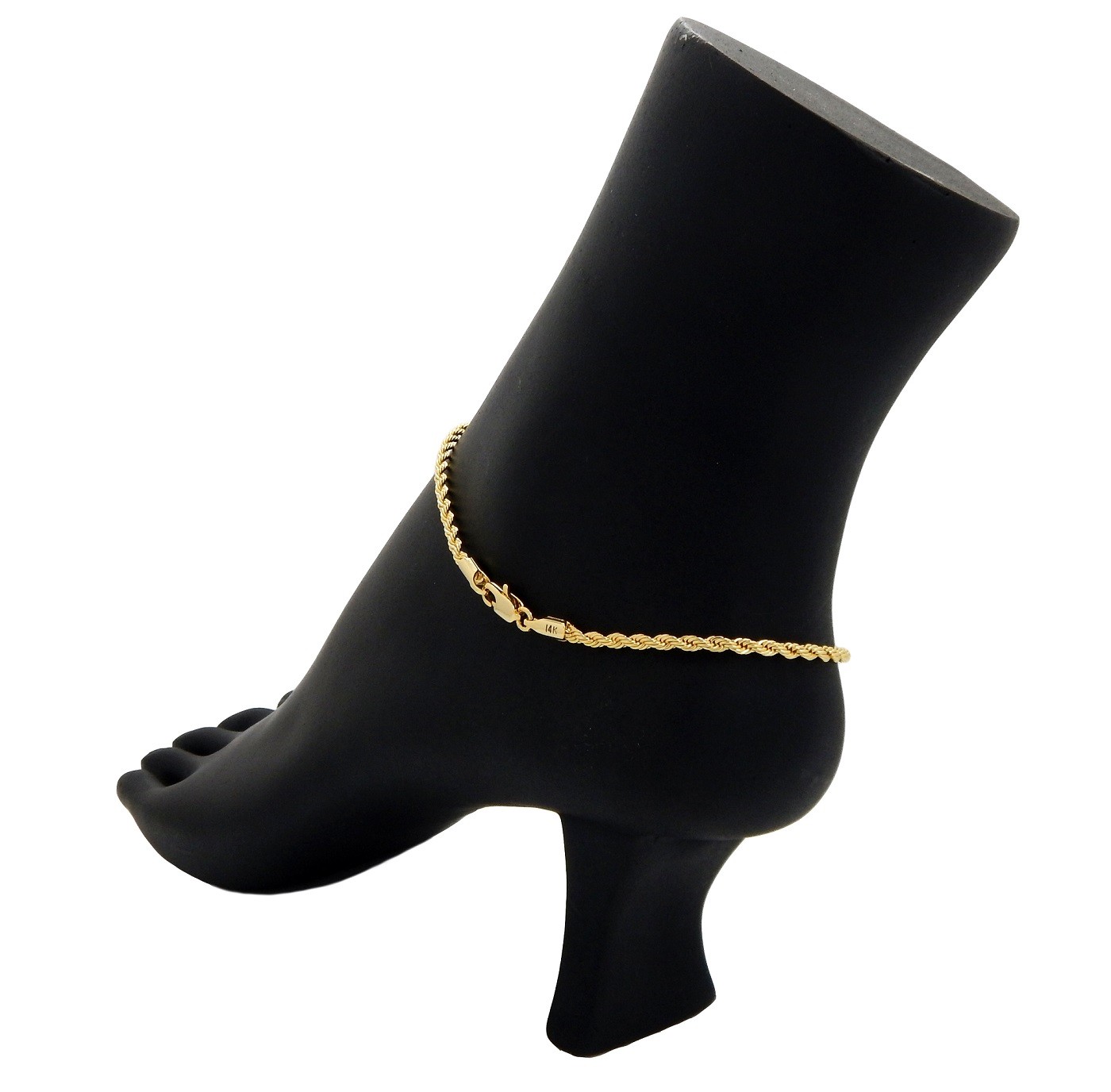 3mm Twisted ROPE CHAIN QUALITY ANKLET BRACELET 14K ITALY GOLD PLATED