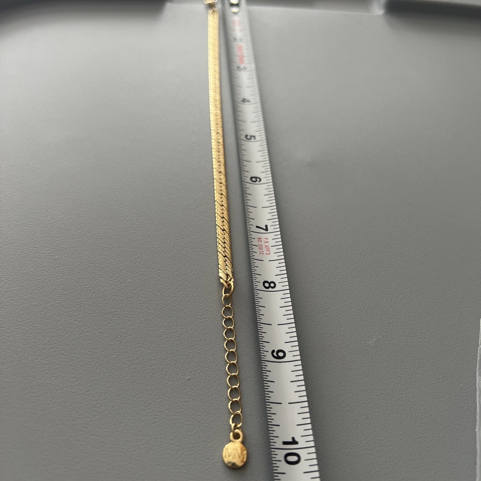 NWT Maramar Bracelet Gold Tone Herringbone 10in Adjustable Chain 24K Gold Plated