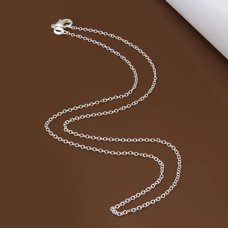 925 Sterling Silver Necklace Rolo Chain 1mm 16-24 Inch Length Women Jewelry