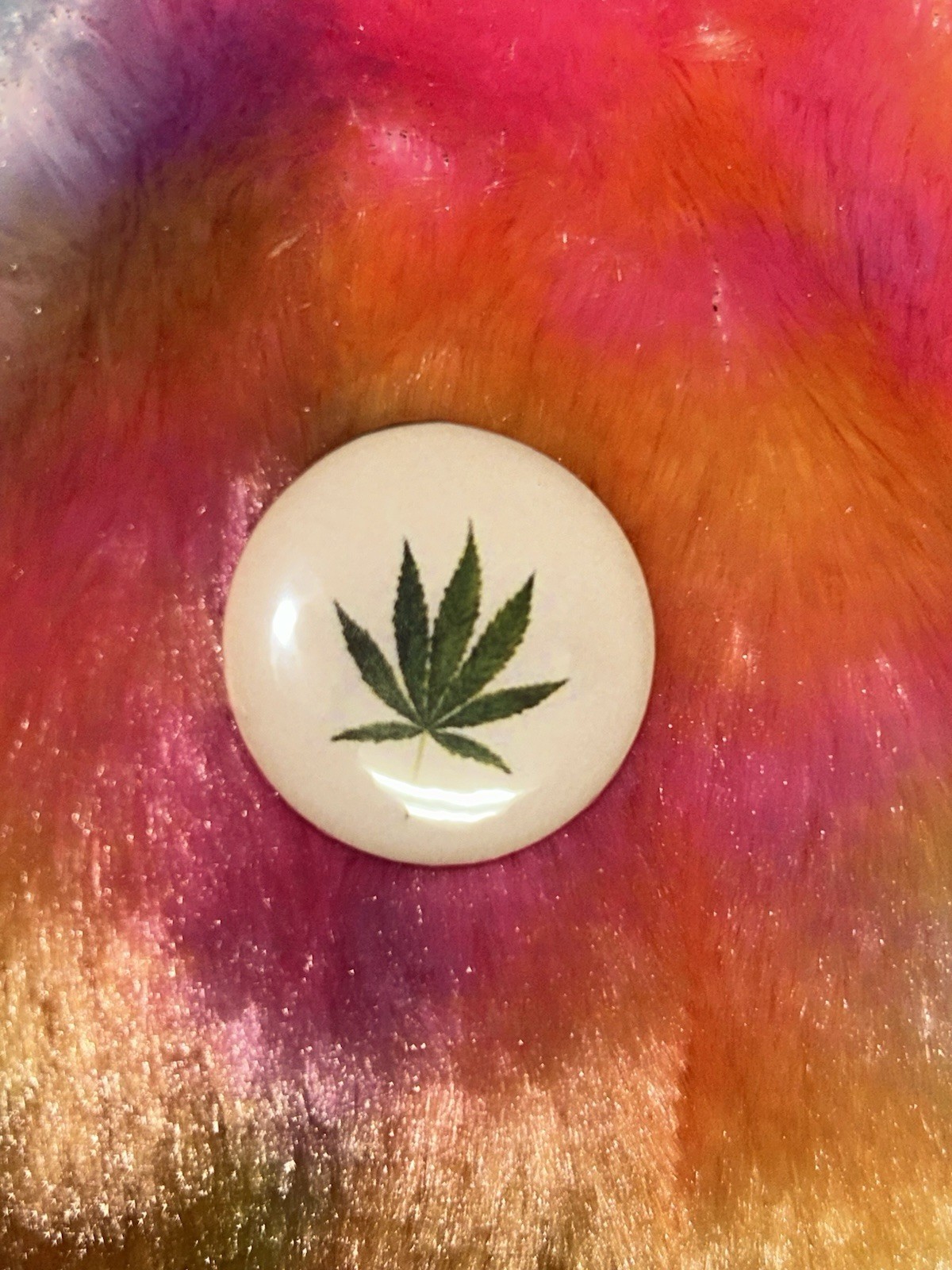 Weed Marijuana Hemp Leaf Green And White Pin Button Badge Punk Accessory Brooch