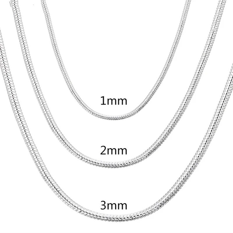 925 Sterling Solid Silver Chain Necklace Jewelry for Women Men Fashion Gift
