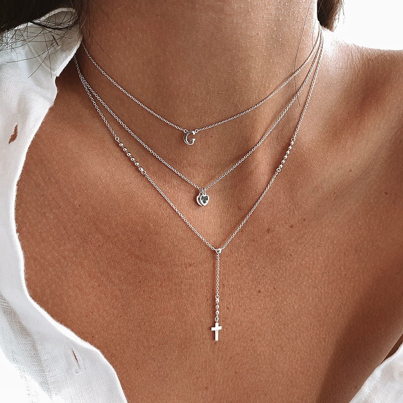 Tiny Small Cross Y Drop Necklace in 925 Sterling Silver