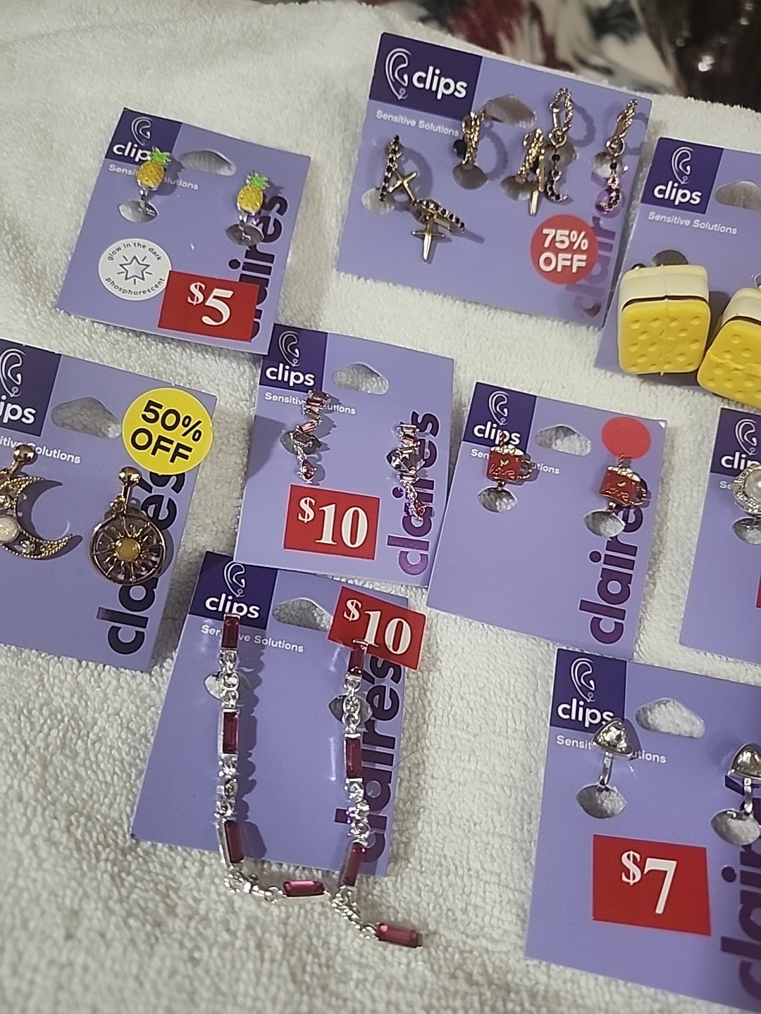 Claire’s Clip On Earrings. LOT OF 12. NEW.