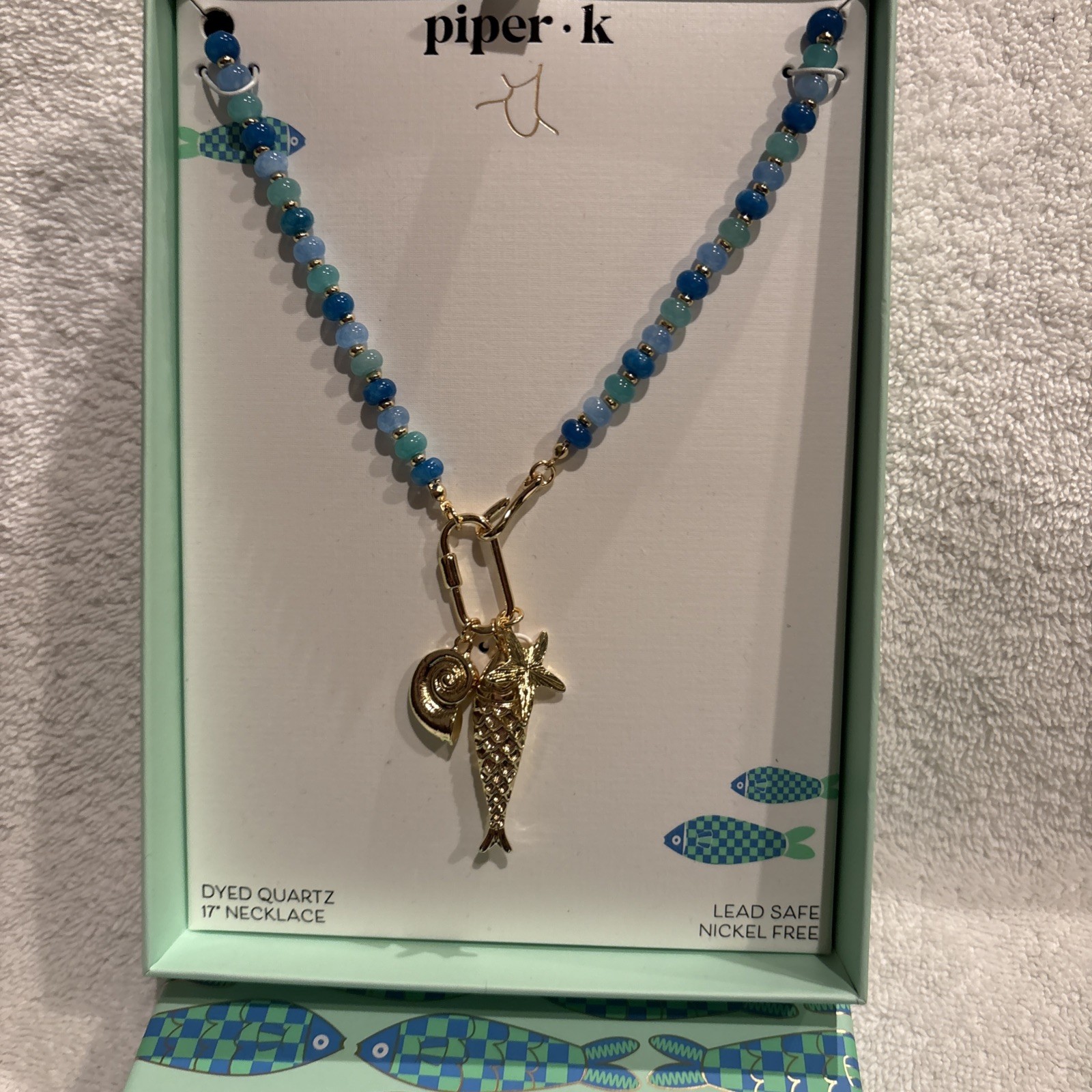 Piper K Women Beach Theme Necklace W Detachable Pendant Star Fish Blue And Gold