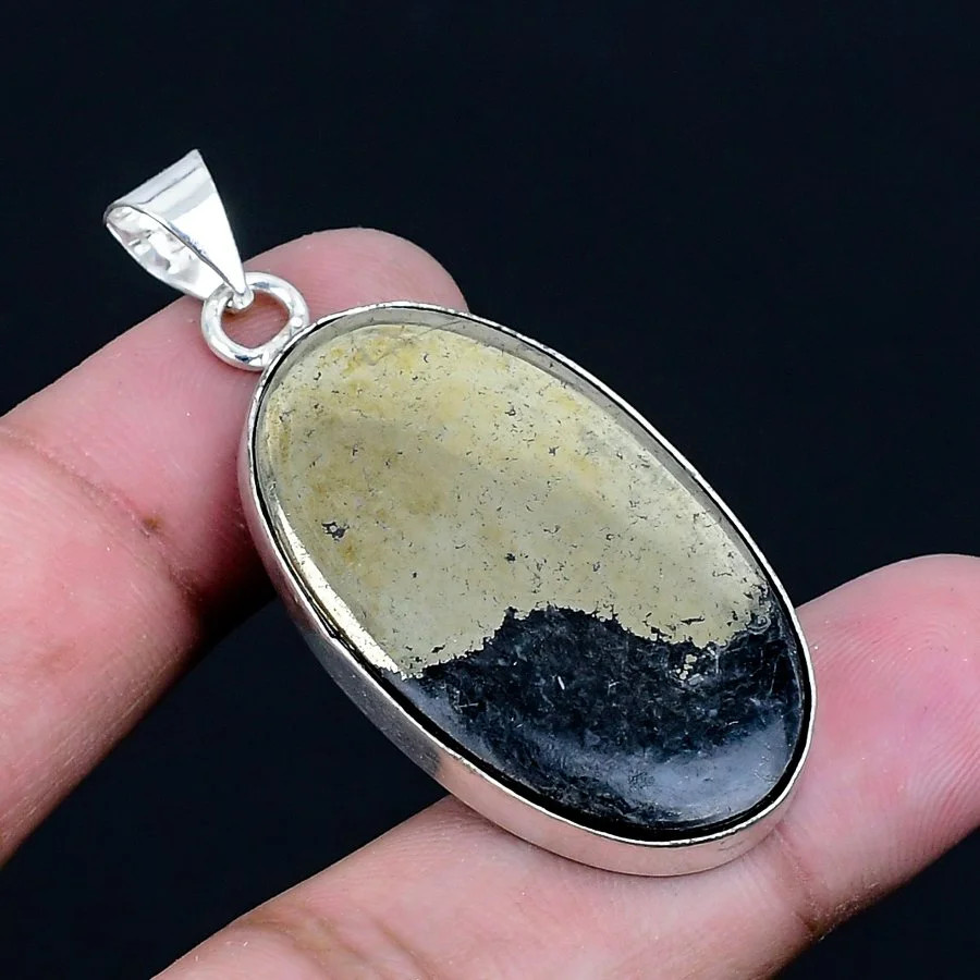 Pyrite Agate 925 Silver Plated Handmade Pendant of 1.97″
