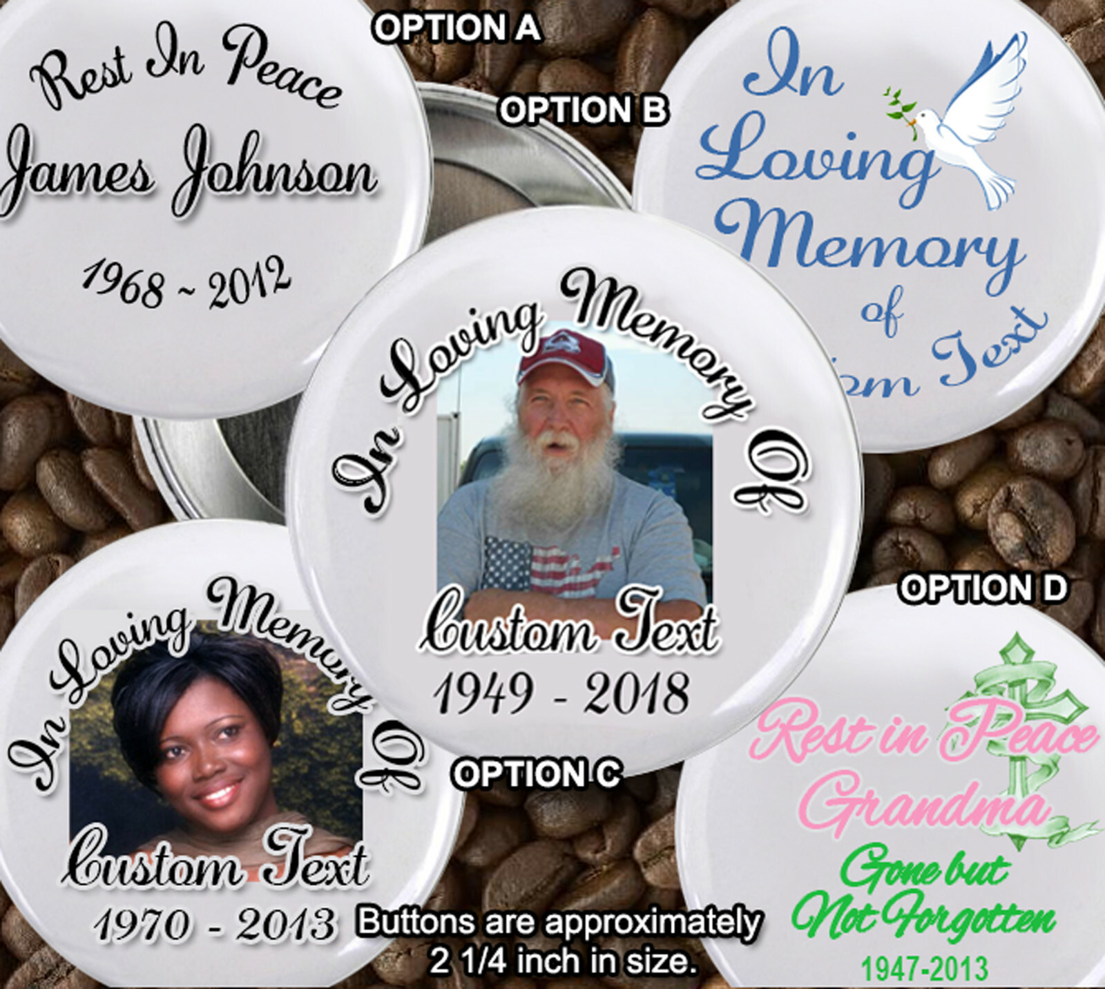 50 In loving Memory of Rest In Peace 2 inch Pin back Buttons – Style 01