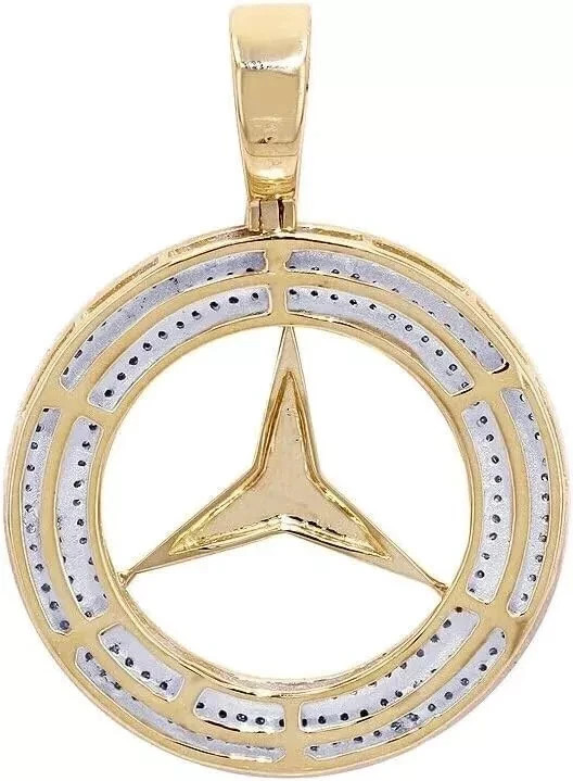 0.75 CT Round Simulated Diamond Medallion Charm Pendant 14K Yellow Gold Plated