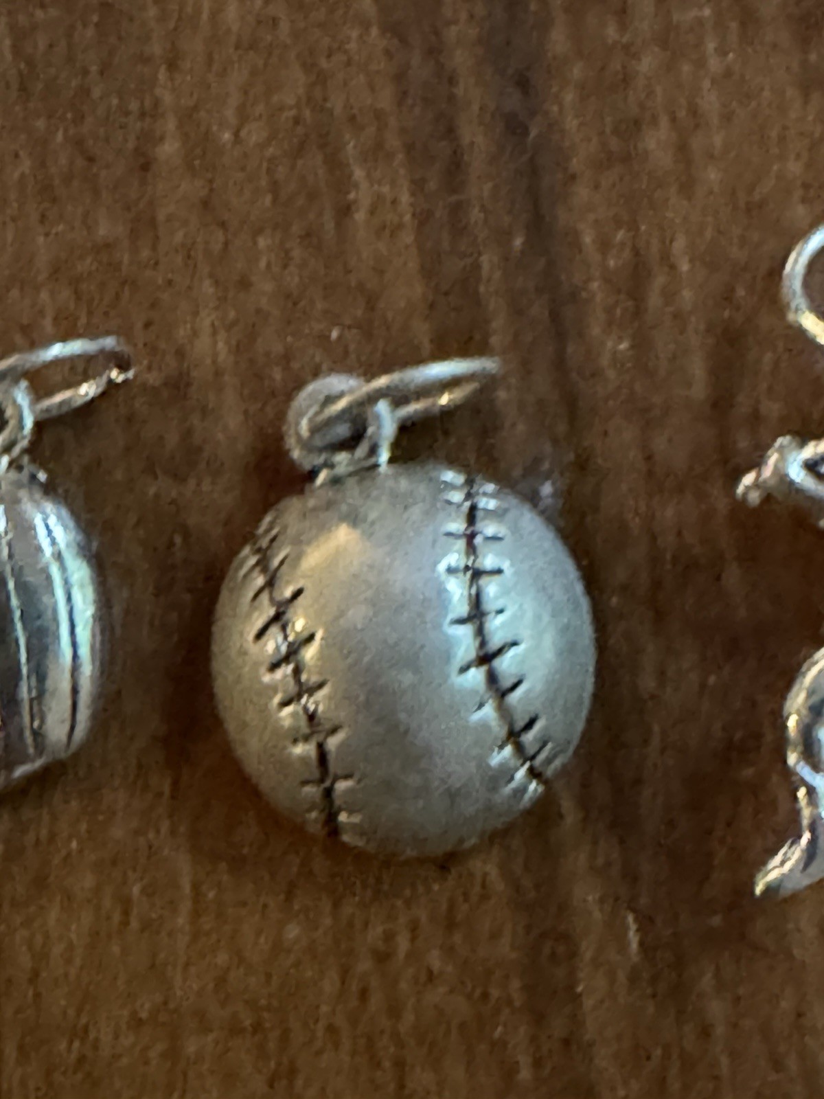 Silver Tone Baseball Or Softball Charms For Charm Bracelet Set Of 5 Charms