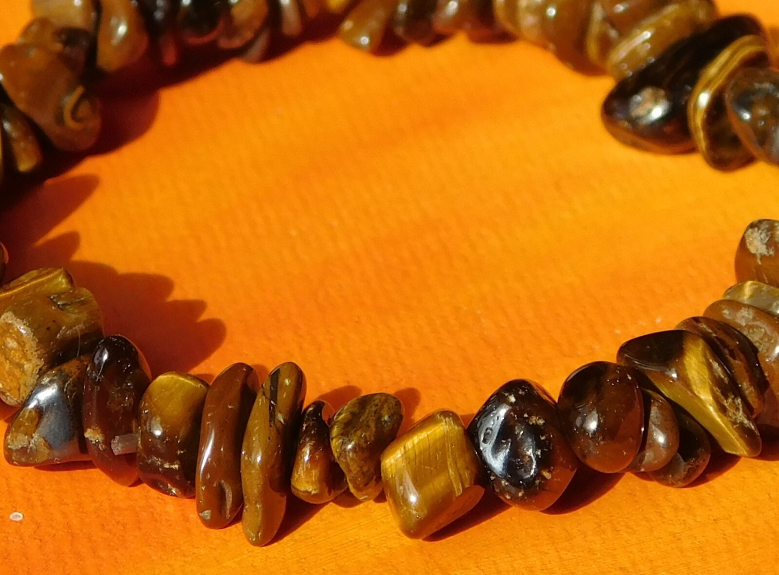 Handmade To Order – Gemstone Chip Beaded Bracelet – Natural Tiger’s Eye.