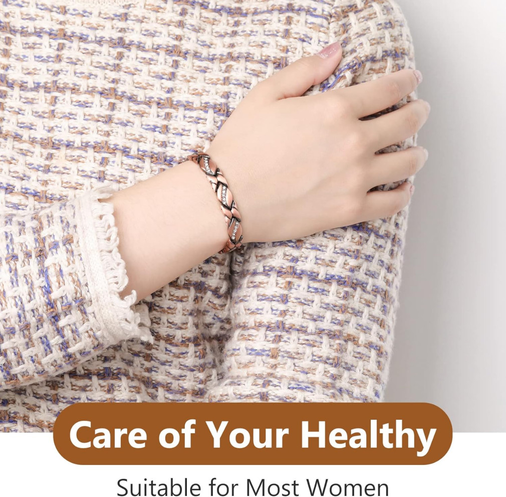 Pure Copper Bracelet 3000 Gauss Magnetic Therapy Strong Healing 8.5In US