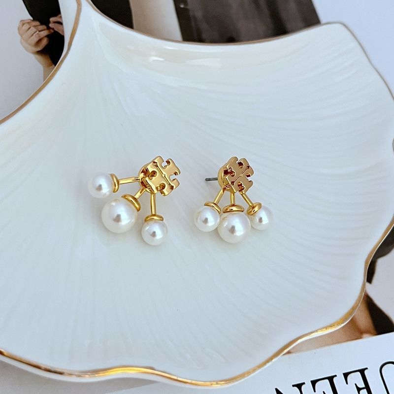 New Tory KIRA PEARL FRONT-BACK EARRING with Jewelry Pouch Size:2.1*2.2cm