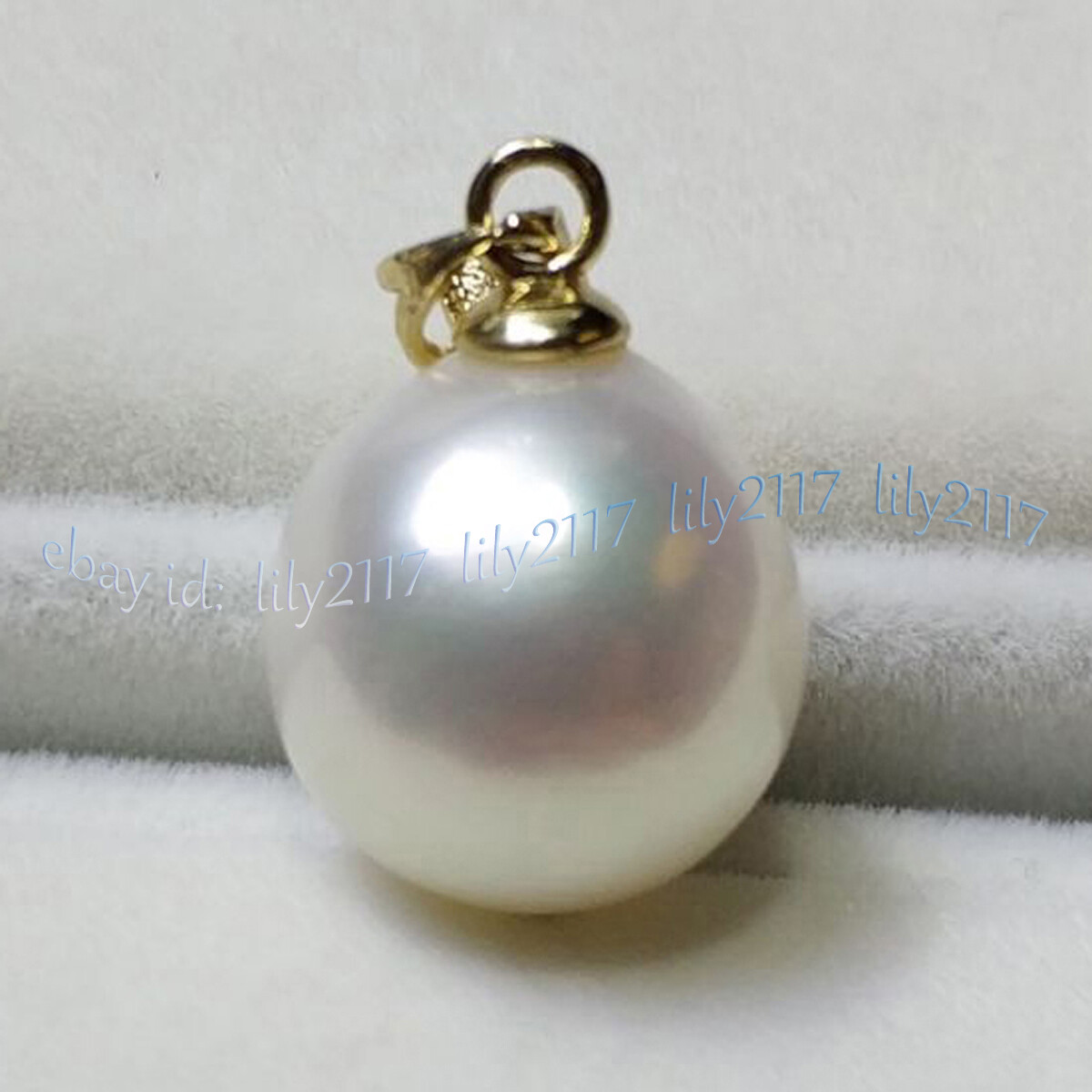 Gorgeous AAA 8-12mm Genuine Natural Round South Sea White Pearl Pendant 14K Gold