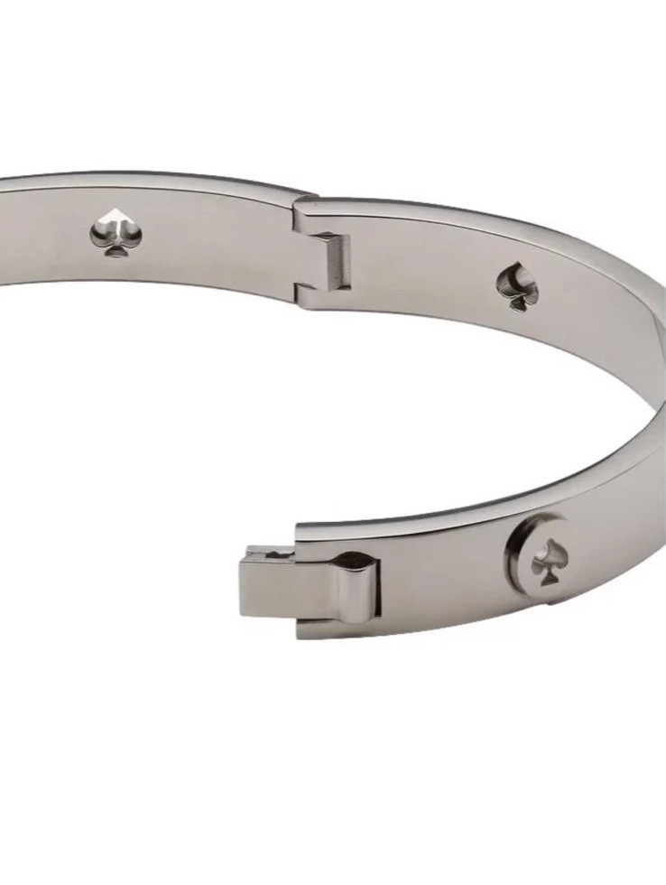 Authentic Kate Spade Spot the Spade Studded Hinge Bangle KE759 Silver,see Pics