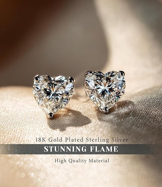 Elegant 925 Sterling Silver Heart Earrings Cubic Zirconia Womens Mens Jewelry US
