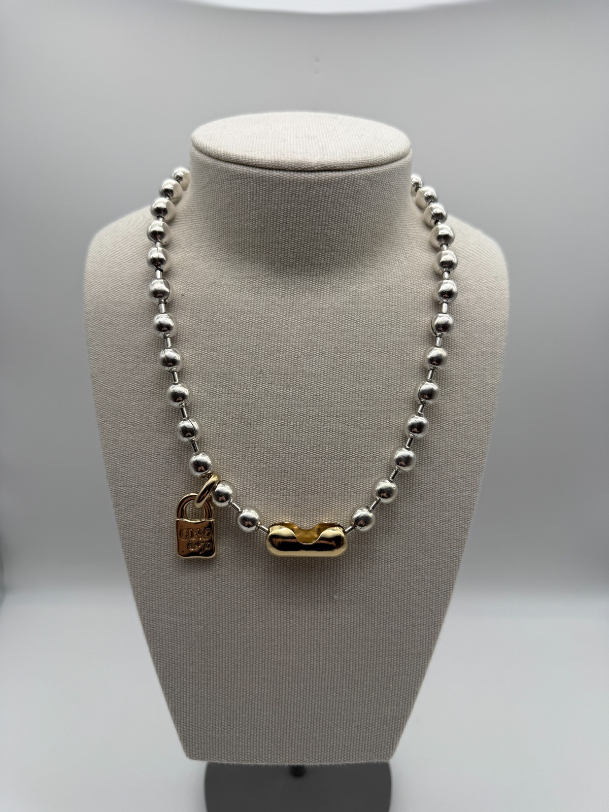 NEW Uno de 50 SNOWFLAKE Necklace Silver & Gold Plated Beaded Ball Chain Accent