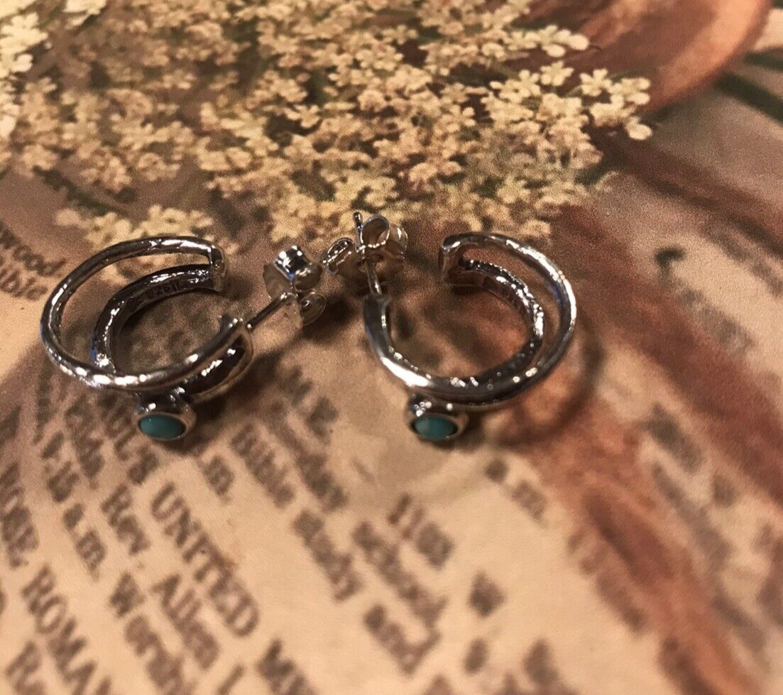 Silpada E5377TR .925 Sterling Silver Moraine Lake Hoop Earrings New Was $60