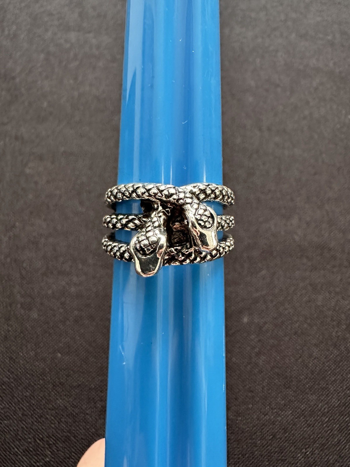 3 Three Snake Gothic Halloween Silver Tone Metal Adjustable Rings Intertwined