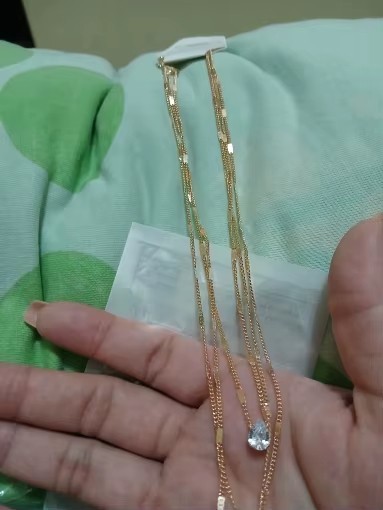 3 Layer Gold Chain Necklace Crystal Heart Star Teardrop Dainty Boho Beach Choker