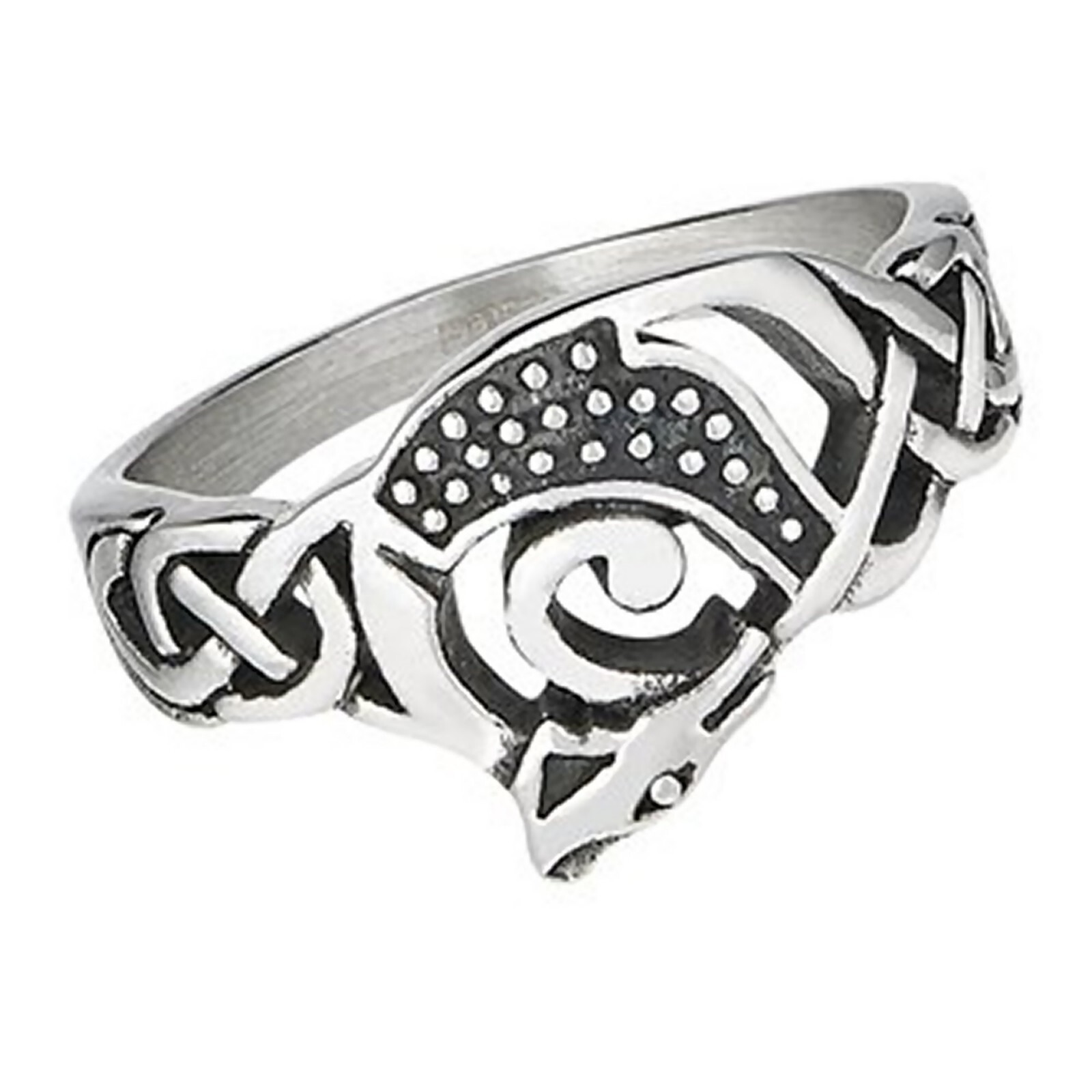 Norse Dragon Ring Silver Stainless Steel Celtic Draco Jormungandr Viking Band