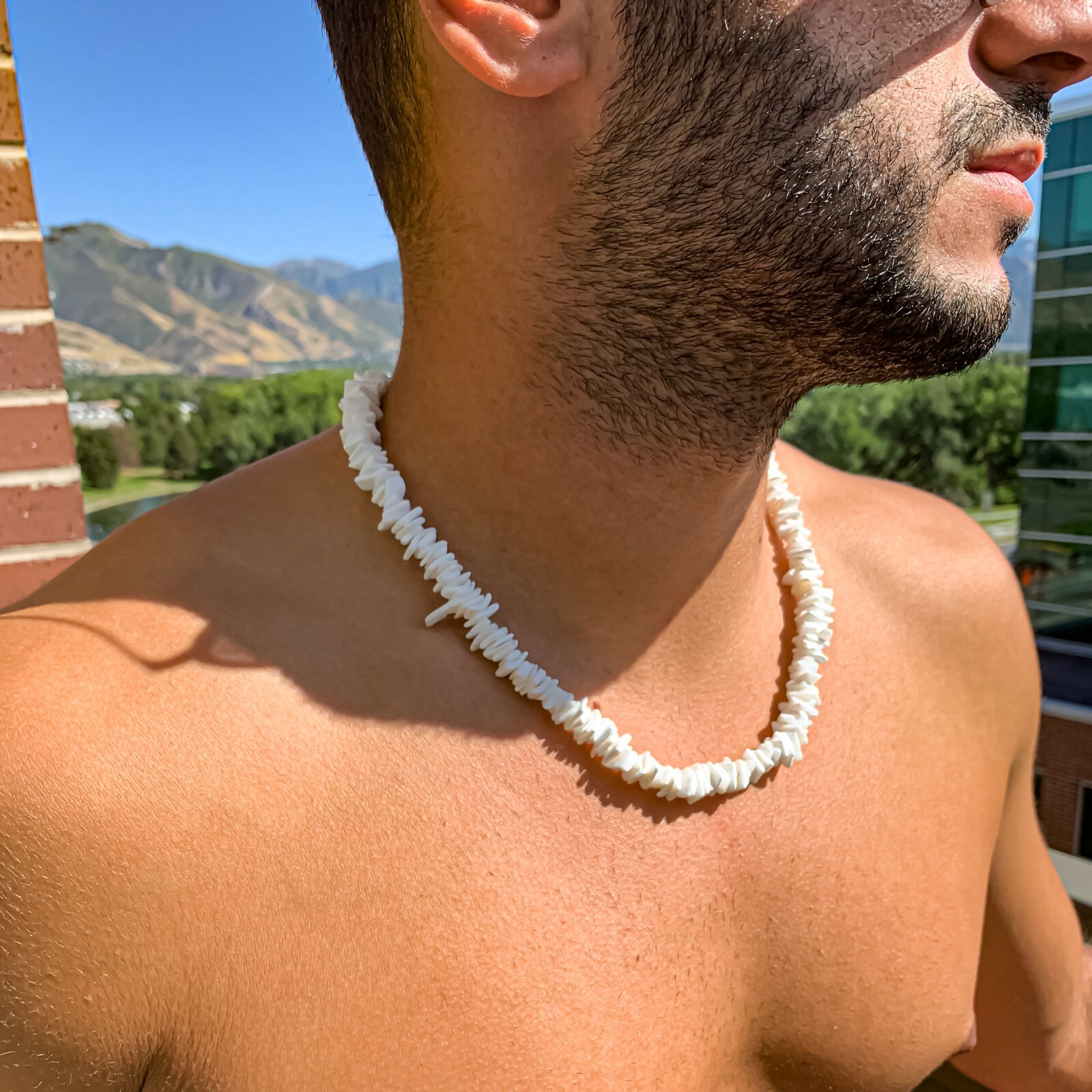 White Puka Shell Neckace for Men and Women – Hawaiian Surfer Necklace – 14″