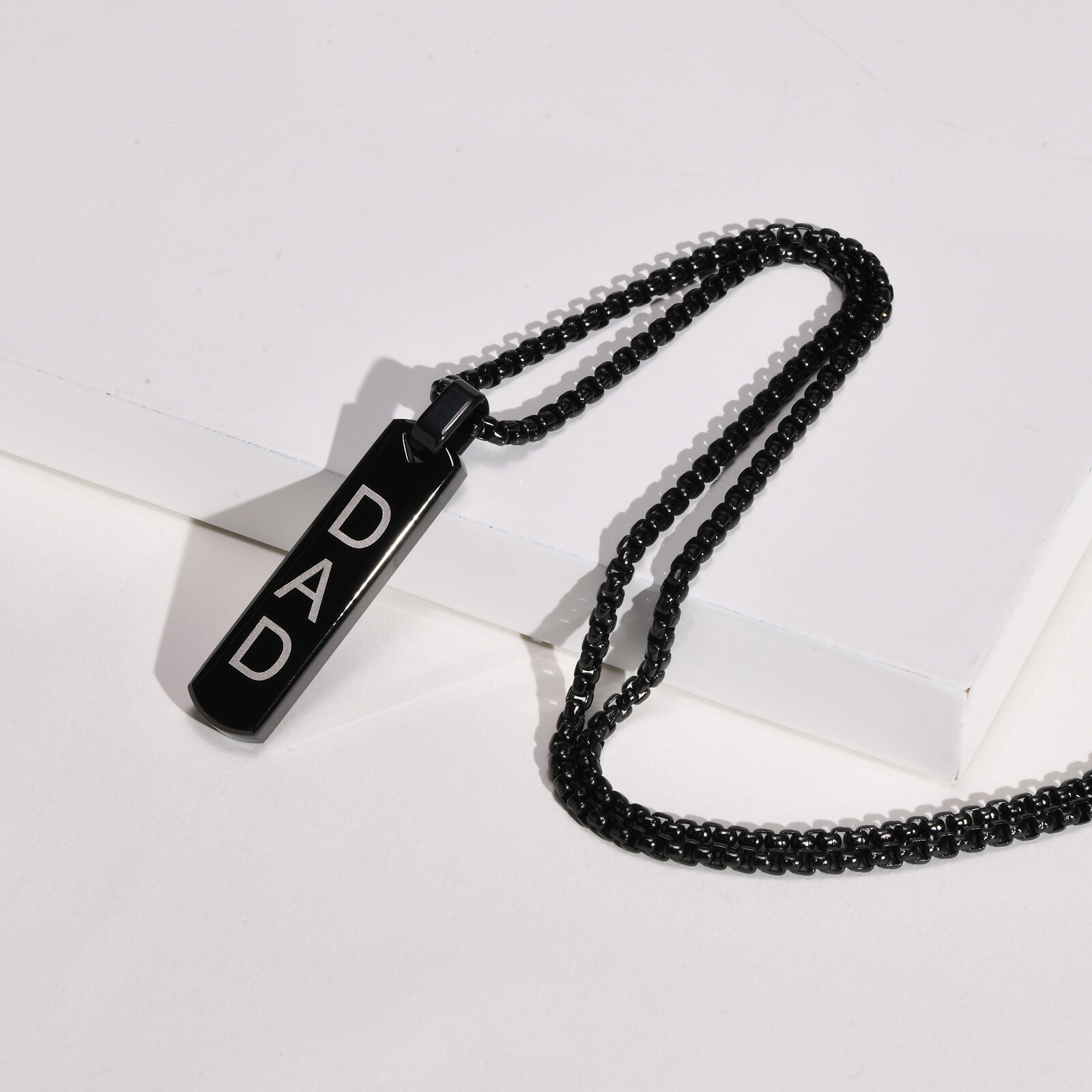 Initial Bar Necklace for Men Personalized A-Z Letters Casual Simple Pendant