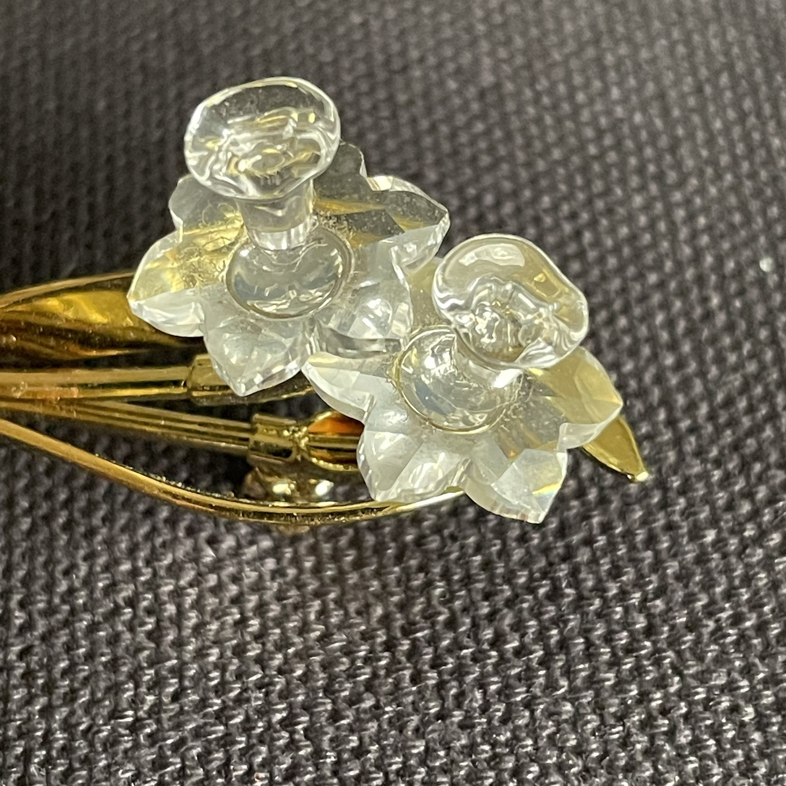 Swarovski Crystal Brooch Memories Daffodil Flowers Pin Swan Logo Gold-tone 1.75”