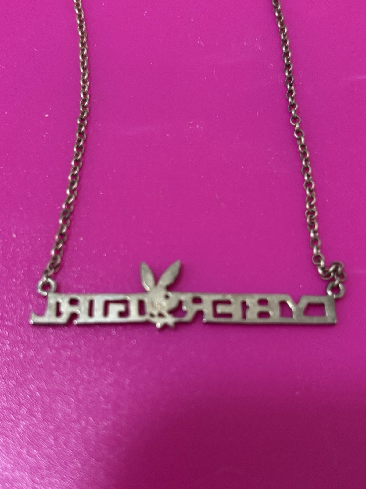925 Sterling Silver Playboy Cyber Girl Necklace Authentic Y2K Vintage Rare