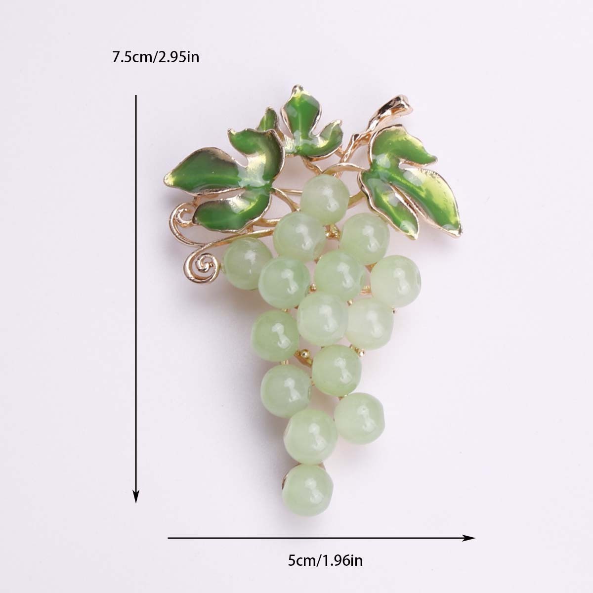 Bohemian Luxury Glass Grape Brooch Pin Alloy Enamel Clear Rhinestone Fruit Badge