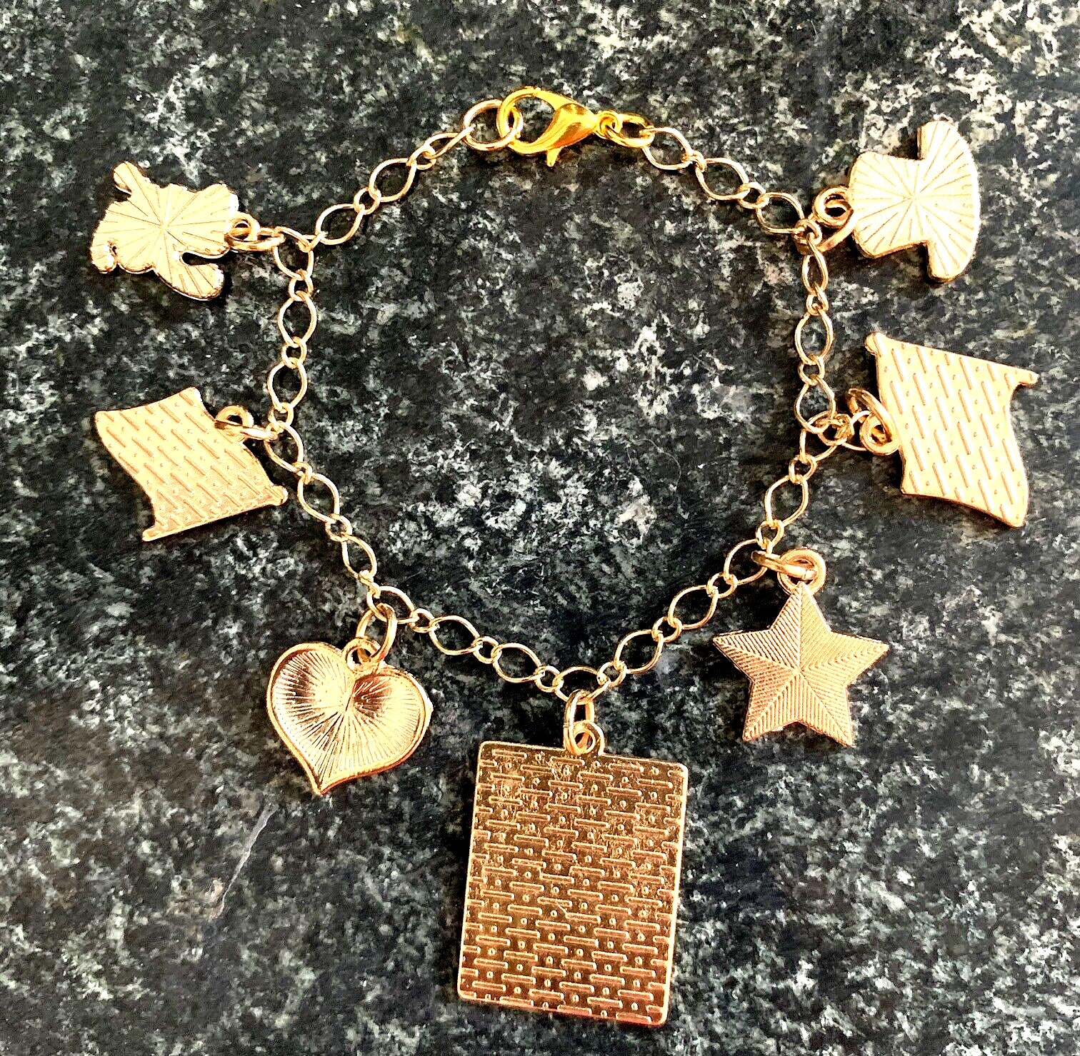 Trump Patriotic 4th July Enamel Goldtone Charm Bracelet 7″