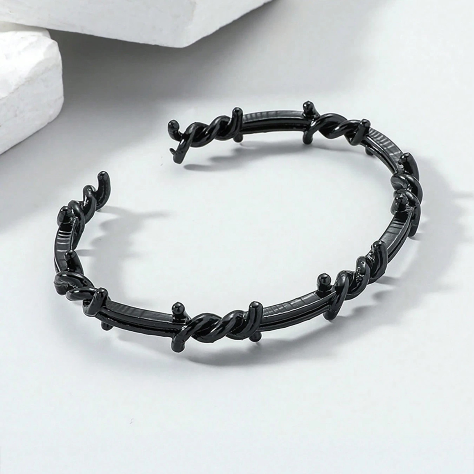 Bracelet for Men Twisted Double Barbed Wire Cuff Gothic Style Uniq Bracelet Gift