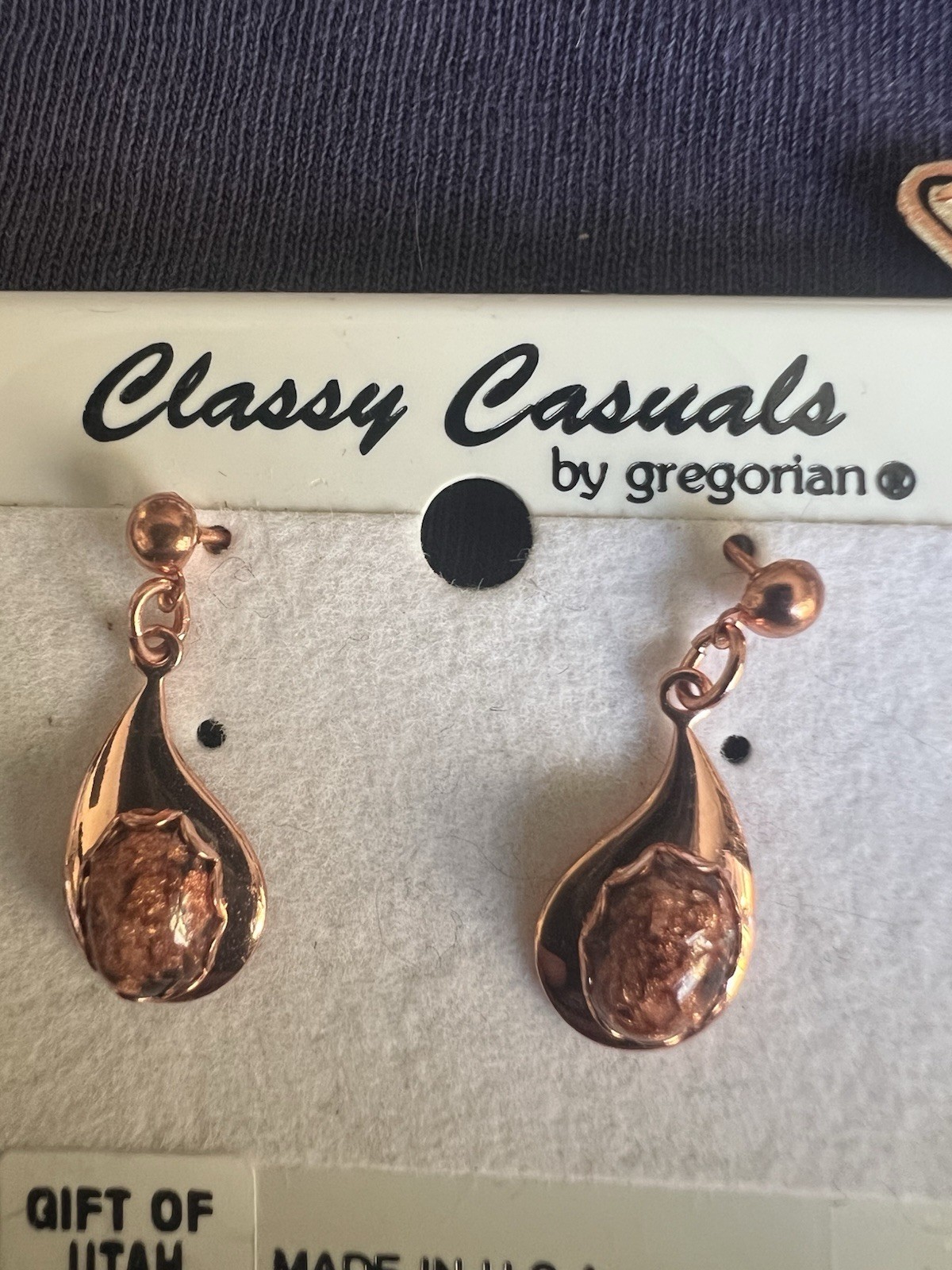 Three Pairs Of Copper Earrings, Copper And Epoxy, Copper Butterfly 328