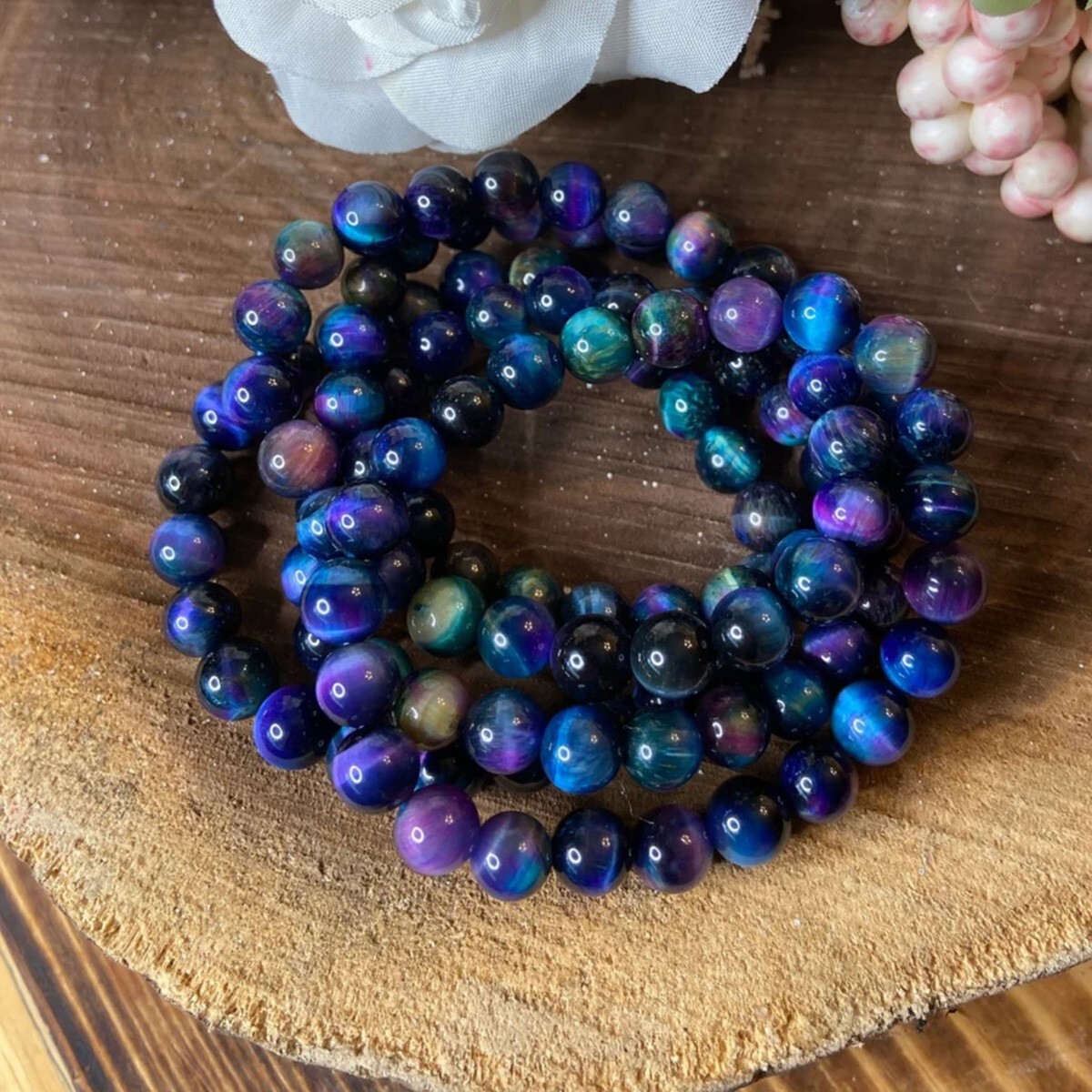 Handmade Natural Sugilite Elastic Stretch Bracelet – 8mm Round Gemstone Bead