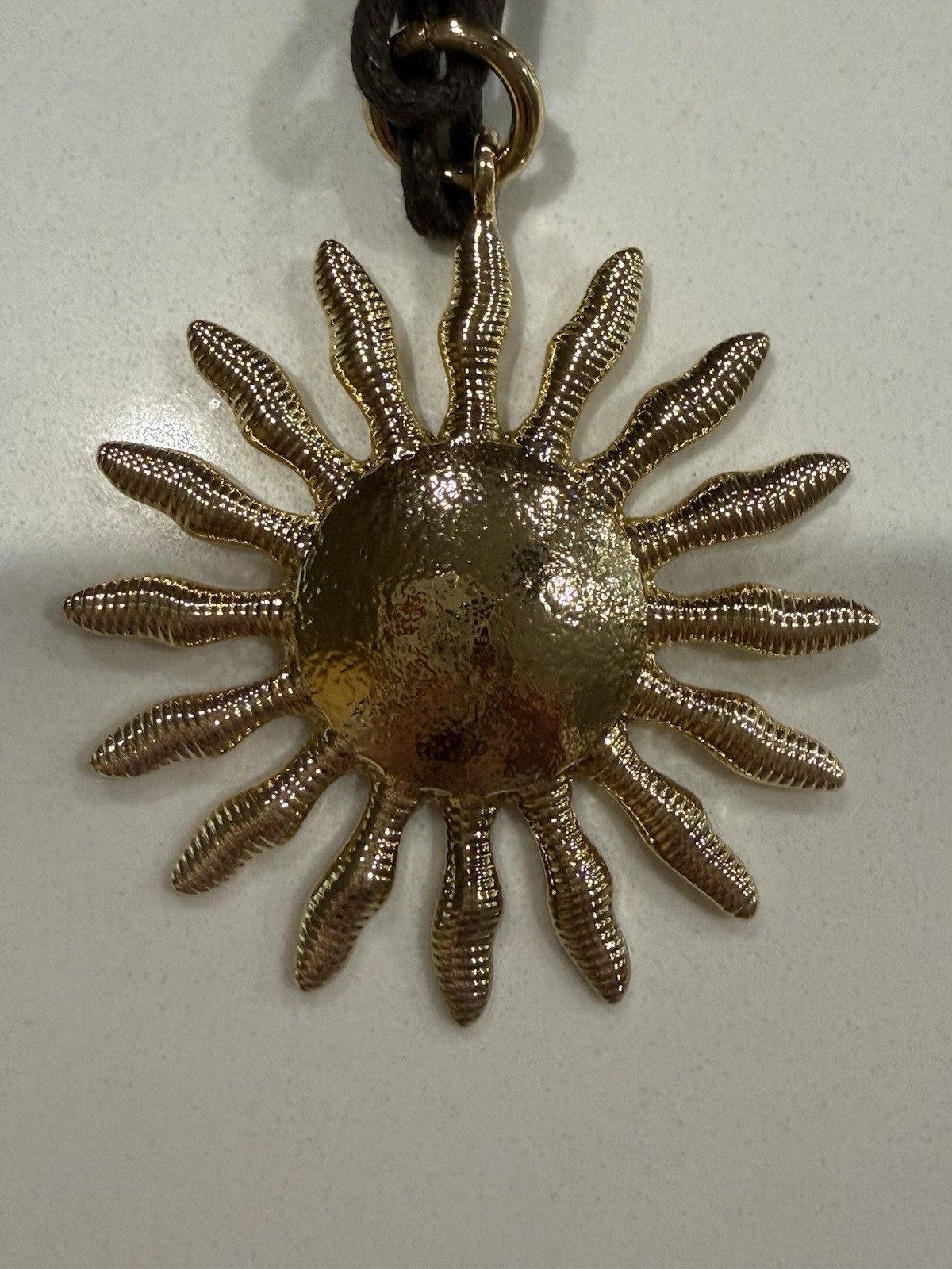 Free People Layered Sun Pendant Necklace Brown Cord Gold Boho Adjustable